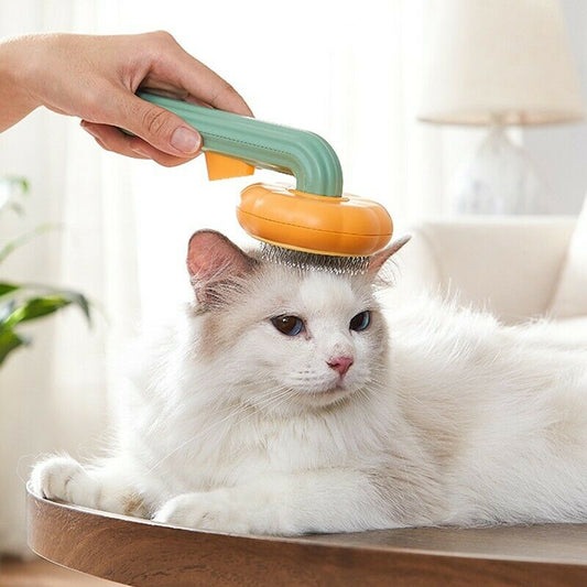 Self-Cleaning Slicker Brush for Dogs & Cats – Pumpkin Design Deshedding Grooming Brush