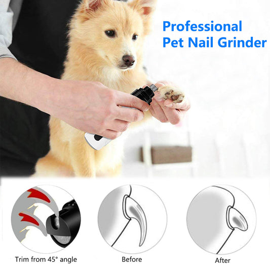Electric USB Rechargeable Pet Nail Grinder – Quiet Paw Trimmer for Dogs & Cats