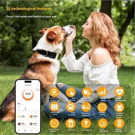 Compact GPS Pet Tracker with Health Monitoring – 10m Accuracy