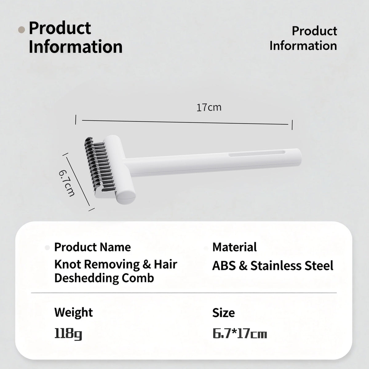Professional Pet Dematting Comb – Stainless Steel Deshedding Undercoat Rake for Dogs & Cats