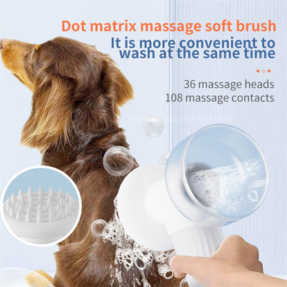 Electric Pet Bath Brush with Auto Soap Dispenser – Foaming Massage Scrubber for Dogs & Cats