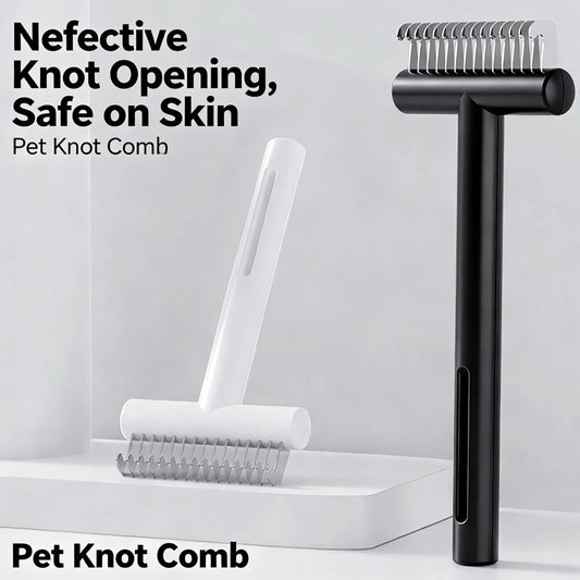 Professional Pet Dematting Comb – Stainless Steel Deshedding Undercoat Rake for Dogs & Cats