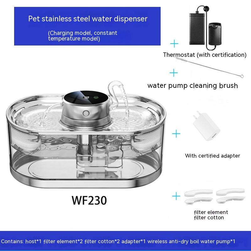 Smart Wireless Rechargeable Pet Water Dispenser – 5000mAh Battery