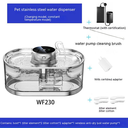 Smart Wireless Rechargeable Pet Water Dispenser – 5000mAh Battery