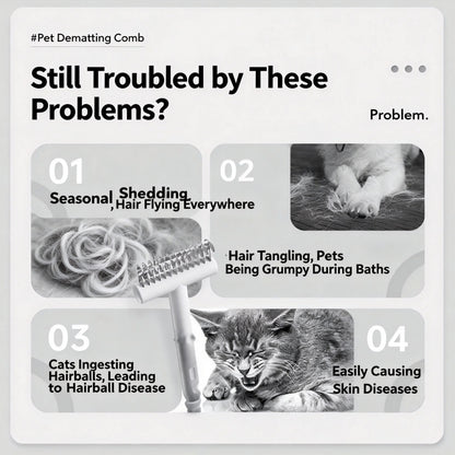 Professional Pet Dematting Comb – Stainless Steel Deshedding Undercoat Rake for Dogs & Cats