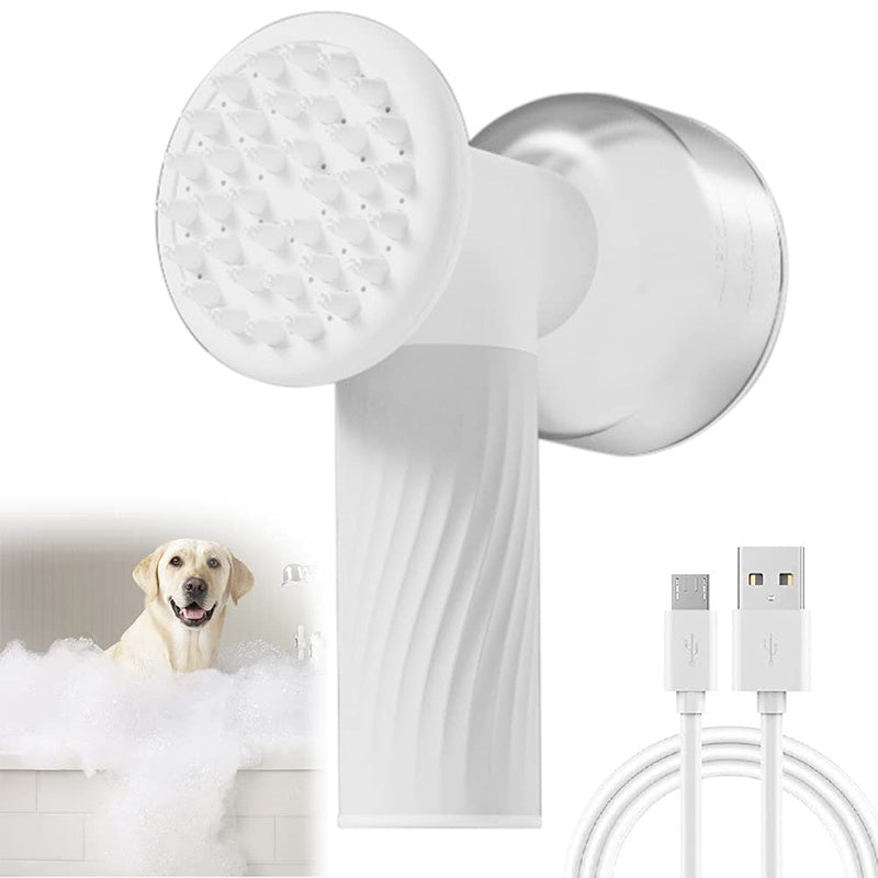 Electric Pet Bath Brush with Auto Soap Dispenser – Foaming Massage Scrubber for Dogs & Cats
