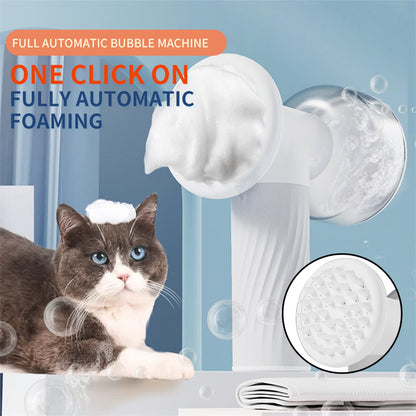Electric Pet Bath Brush with Auto Soap Dispenser – Foaming Massage Scrubber for Dogs & Cats