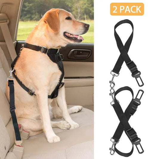 2-Pack Adjustable Pet Car Seat Belt – Safety Harness Lead for Dogs & Cats