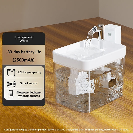 Smart Wireless Sensor Cat Water Fountain – 1.5L Auto Pet Drinking Fountain