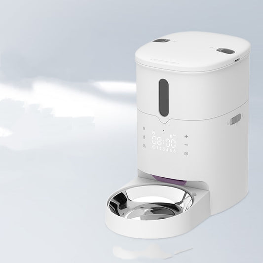 Smart Button Automatic Pet Feeder – 3L & 6L Stainless Steel with Battery Backup