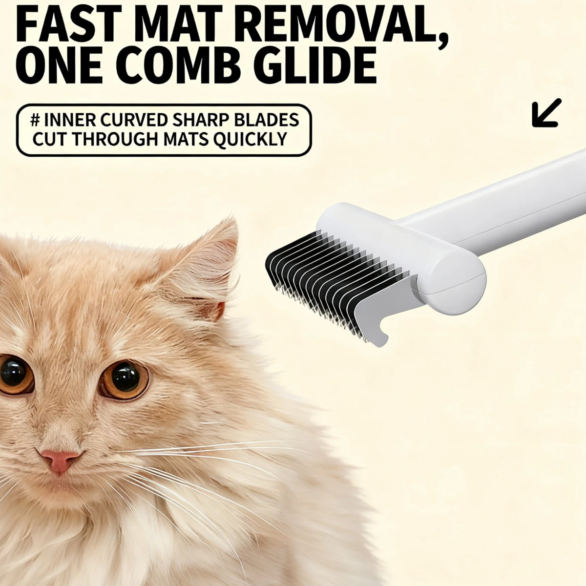 Professional Pet Dematting Comb – Stainless Steel Deshedding Undercoat Rake for Dogs & Cats