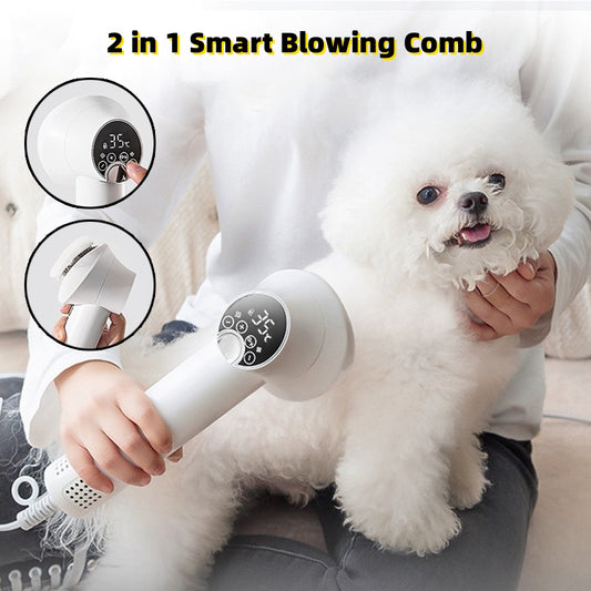 Smart 2-in-1 Pet Hair Dryer & Comb – Silent Low-Noise Grooming Blow Dryer for Dogs & Cats