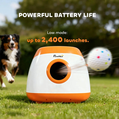Orange and white ball launcher housing with circular ball opening