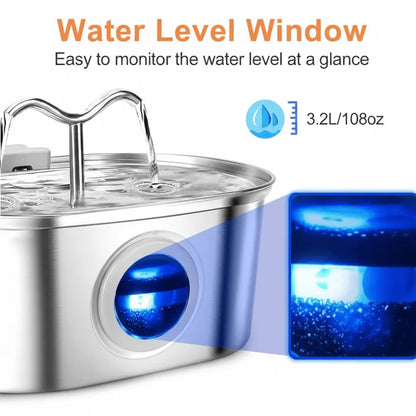 NexiPets Stainless Steel Pet Fountain 3.2L - NexiPets
