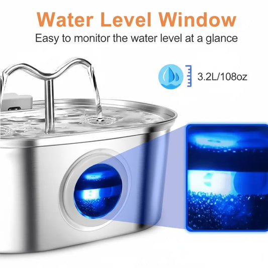 NexiPets Stainless Steel Pet Fountain 3.2L - NexiPets