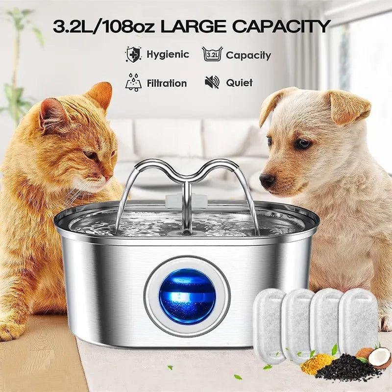 NexiPets Stainless Steel Pet Fountain 3.2L - NexiPets