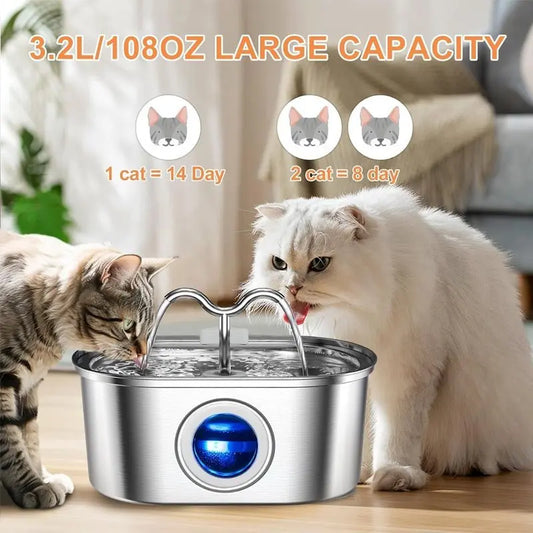 NexiPets Stainless Steel Pet Fountain 3.2L - NexiPets